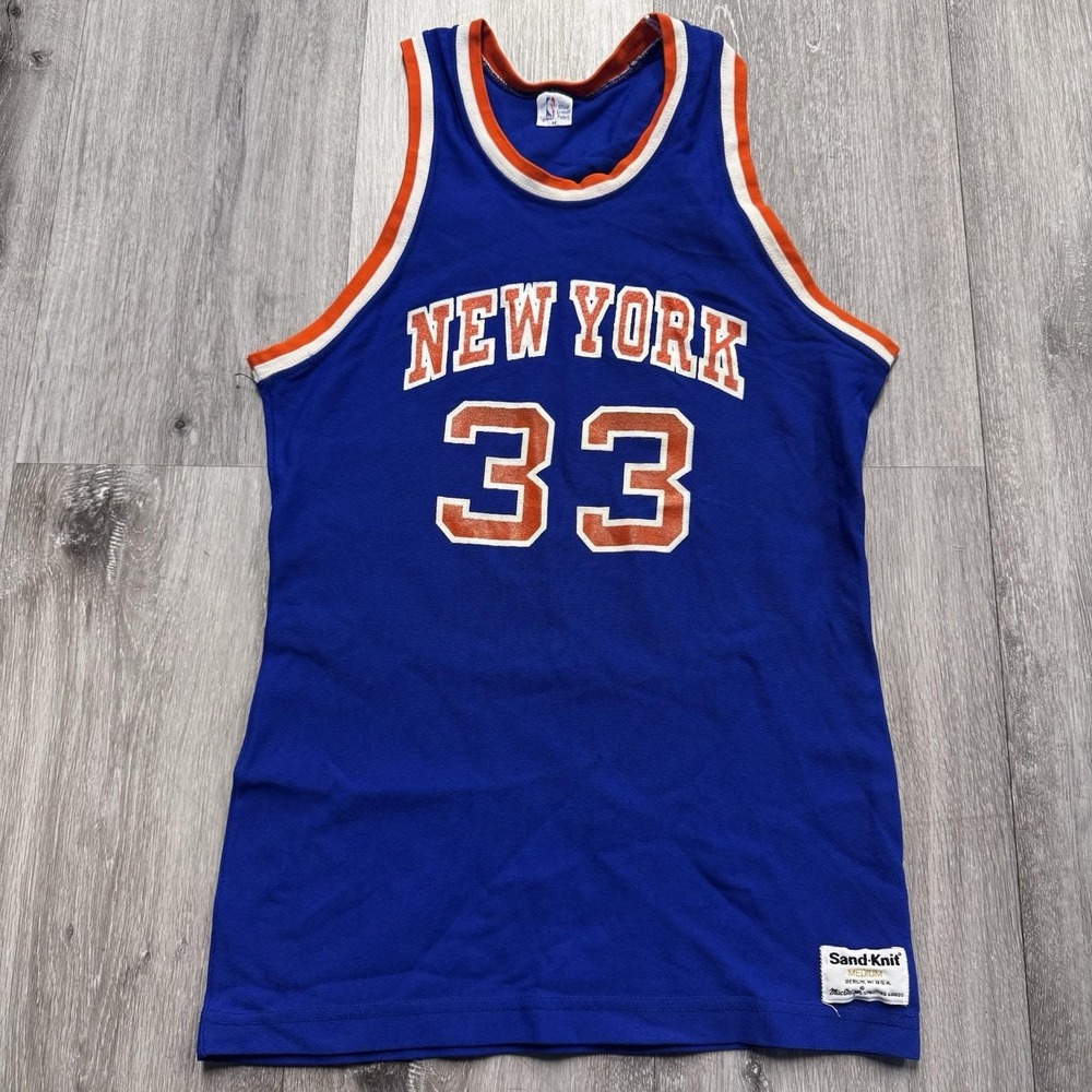 Vintage 80s Sand Knit New York Knicks Patrick Ewing #33 Jersey Size Medium